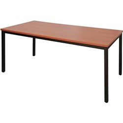 RAPIDLINE STEEL FRAME TABLE 1800W X 900D X 730MMH CHERRY TOP BLACK FRAME