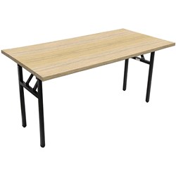 RAPIDLINE STEEL FRAME FOLDING TABLE 1500W X 750D X 730MMH OAK TOP BLACK FRAME