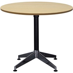 RAPIDLINE TYPHOON ROUND MEETING TABLE 900D X 730MMH OAK TOP BLACK BASE