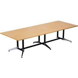 RAPIDLINE TYPHOON BOARDROOM TABLE 3200W X 1200D X 750MMH BEECH / BLACK