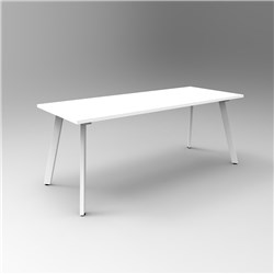 RAPIDLINE ETERNITY MEETING AND BOARDROOM TABLE 1500W X 750D X 730MMH WHITE TOP WHITE BASE