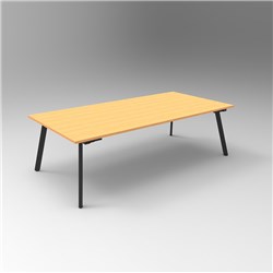 RAPIDLINE ETERNITY MEETING AND BOARDROOM TABLE 2400W X 1200D X 730MMH BEECH TOP BLACK BASE