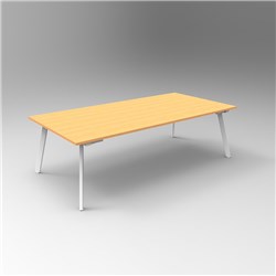 RAPIDLINE ETERNITY MEETING AND BOARDROOM TABLE 2400W X 1200D X 730MMH BEECH TOP WHITE BASE