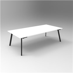 RAPIDLINE ETERNITY MEETING AND BOARDROOM TABLE 2400W X 1200D X 730MMH WHITE TOP BLACK BASE