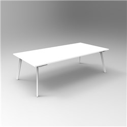 RAPIDLINE ETERNITY MEETING AND BOARDROOM TABLE 2400W X 1200D X 730MMH WHITE TOP WHITE BASE