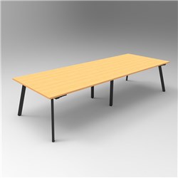 RAPIDLINE ETERNITY MEETING AND BOARDROOM TABLE 3200W X 1200D X 730MMH BEECH TOP BLACK BASE