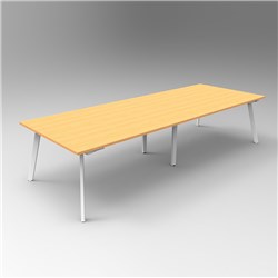 RAPIDLINE ETERNITY MEETING AND BOARDROOM TABLE 3200W X 1200D X 730MMH BEECH TOP WHITE BASE