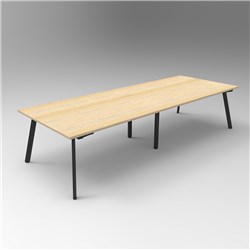 RAPIDLINE ETERNITY MEETING AND BOARDROOM TABLE 3200W X 1200D X 730MMH OAK TOP BLACK BASE