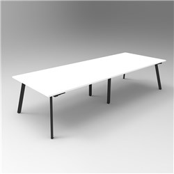 RAPIDLINE ETERNITY MEETING AND BOARDROOM TABLE 3200W X 1200D X 730MMH WHITE TOP BLACK BASE