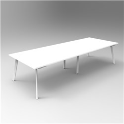 RAPIDLINE ETERNITY MEETING AND BOARDROOM TABLE 3200W X 1200D X 730MMH WHITE TOP WHITE BASE