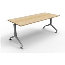 RAPIDLINE FLIP TOP TABLE 1500W X 750D X 730MMH OAK TOP SILVER FRAME