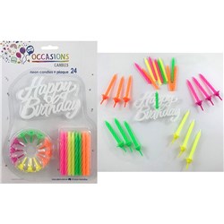 ALPEN OCCASIONS CANDLES WITH HOLDERS AND PLAQUE ASSORTED COLOURS PACK OF 24