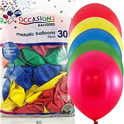 ALPEN OCCASIONS BALLOONS 25CM METALLIC ASSORTED COLOURS PACK OF 30