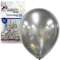 ALPEN OCCASIONS BALLOONS 30CM CHROME SILVER PACK OF 10