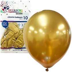 ALPEN OCCASIONS BALLOONS 30CM CHROME GOLD PACK OF 10