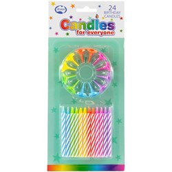ALPEN CANDLES FOR EVERYONE BIRTHDAY CANDLES WITH FLOWER HOLDERS ASSORTED PACK OF 24