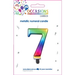 ALPEN JUMBO NUMERICAL BIRTHDAY CANDLE NO. 7 METALLIC RAINBOW
