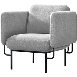 RAPIDLINE CAPRI LOUNGE CHAIR 1 SEATER STEEL BLACK BASE LIGHT GREY SEAT