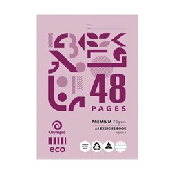 OLYMPIC ECO EY24P EXERCISE BOOK QLD YEAR 2 A4 18MM RULED 48 PAGE