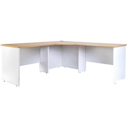 LOGAN CORNER WORKSTATION 1800/1800W X 600D X 730MMH WHITE AND OAK