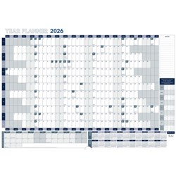DATED WALL PLANNER 870 X 610MM YEAR TO VIEW WHITE AND BLUE