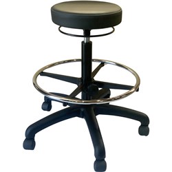 K2 NTR OXFORD ROUND DRAFT MEDICAL STOOL WITH FOOT CHROME RING BLACK