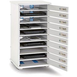 LAPCABBY LYTE 10 DEVICE HORIZONTAL LAPTOP CHARGING LOCKER WHITE