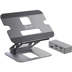 J5CREATE JTS327 SINGLE 4K HDMI MULTI-ANGLE DOCKING LAPTOP STAND 16 INCH GREY