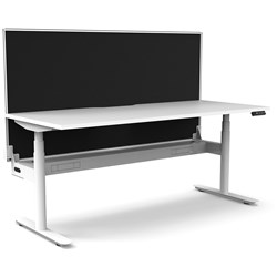 RAPIDLINE HALO+ SINGLE SIDED WORKSTATION + SCREEN + CABLE TRAY 1200MMW WHITE/WHITE