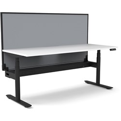 RAPIDLINE HALO+ SINGLE SIDED WORKSTATION + SCREEN + CABLE TRAY 1800MMW WHITE/BLACK