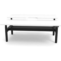 RAPIDLINE HALO+ BACK TO BACK WORKSTATION + CABLE TRAY 2 PERSON 1500MMW WHITE/BLACK