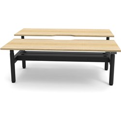 RAPIDLINE HALO+ BACK TO BACK WORKSTATION + CABLE TRAY 2 PERSON 1500MMW OAK/BLACK