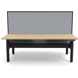 RAPIDLINE HALO+ BACK TO BACK WORKSTATION+SCREEN+CABLE TRAY 2 PERSON 1500MMW OAK/BLACK