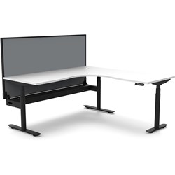 RAPIDLINE HALO+ CORNER WORKSTATION + SCREEN + CABLE TRAY 1500/1500MMW WHITE/BLACK