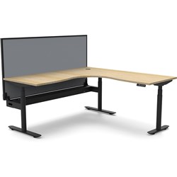 RAPIDLINE HALO+ CORNER WORKSTATION + SCREEN + CABLE TRAY 1500/1500MMW OAK/BLACK