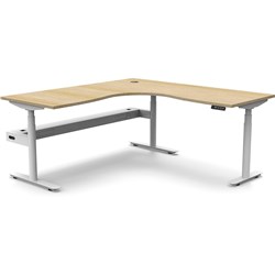 RAPIDLINE HALO+ CORNER WORKSTATION + TRAY 1800/1500W X 750D X 1270MMH OAK/WHITE