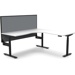 RAPIDLINE HALO+ CORNER WORKSTATION+SCREEN 1800/1500W X 750D X 1330MMH WHITE/BLACK