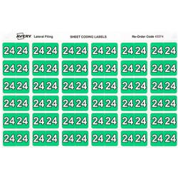 AVERY SIDE TAB 24 YEAR CODE LABELS 25 X 38MM GREEN PACK OF 180