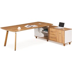 SYLEX ARBOR EXECUTIVE DESK RIGHT HAND RETURN 2200W X 1850D X 720MMH AMERICAN WALNUT