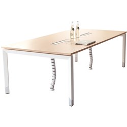 SYLEX OBLIQUE BOARDROOM TABLE 2400W X 1200D X 620-920MMH + POWER BOXES SNOW MAPLE