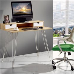 SYLEX NEWPORT COMPUTER DESK 100W X 600D X 875MMH OAK TOP WHITE FRAME