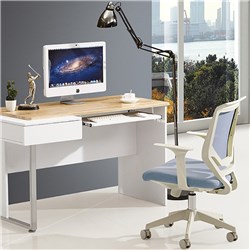 SYLEX MINNEAPOLIS COMPUTER DESK 1300W X 700D X 755MMH OAK TOP WHITE FRAME