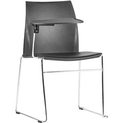 VINN CHAIR WITH RIGHT HAND SIDE TABLET ARM SLED BASE BLACK PLASTIC SEAT