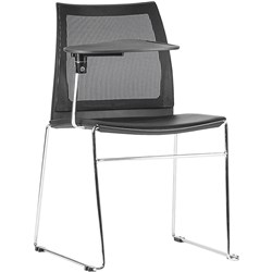 VINN CHAIR WITH RIGHT HAND SIDE TABLET ARM SLED BASE MESH BACK BLACK PLASTIC SEAT