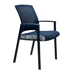 K2 ORANGE DUST DARWIN VISITOR CHAIR WITH ARMS MESH BACK BLACK DOTS FABRIC SEAT
