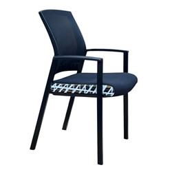 K2 ORANGE DUST DARWIN VISITOR CHAIR WITH ARMS MESH BACK BLACK COCKATOO FABRIC SEAT