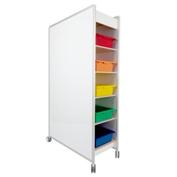 VISIONCHART HUDDLE DOUBLE SIDED MOBILE MAGNETIC WHITEBOARD + TRAYS 1800MMH