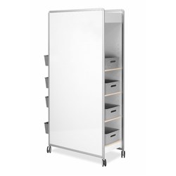 VISIONCHART HUDDLE DOUBLE SIDED MOBILE MAGNETIC WHITEBOARD + BASKETS 1800MMH