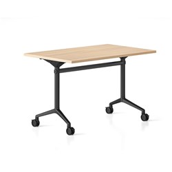 RAPIDLINE TYPHOON FLIP TOP TABLE 1200W X 600D X 750MMH OAK TOP ALL BLACK FRAME