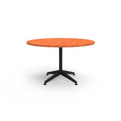 RAPIDLINE TYPHOON ROUND MEETING TABLE 1200D X 750MMH CHERRY TOP ALL BLACK FRAME